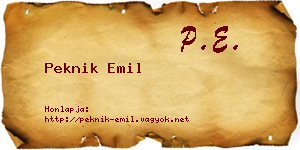 Peknik Emil névjegykártya